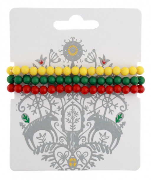 Triguba trispalvė apyrankė iš karoliukų